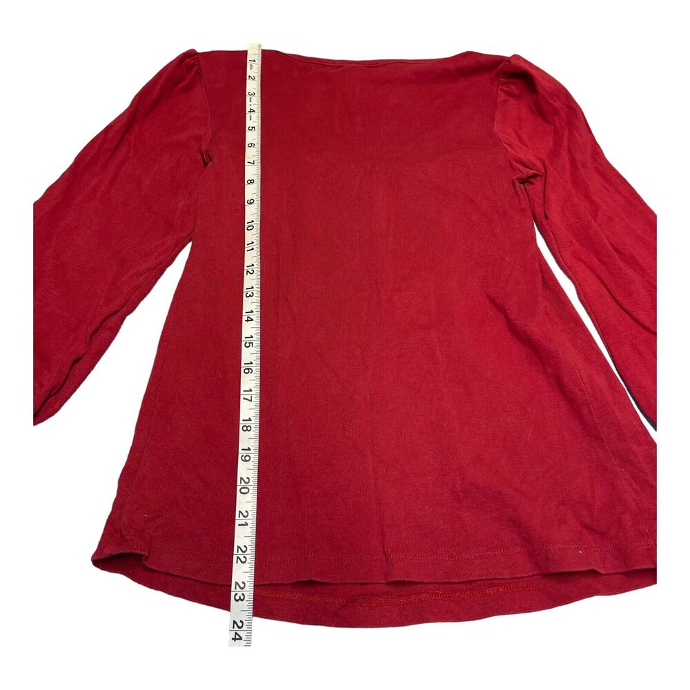 Maternitees Blouse Top Womens Medium Red Cotton Round Neck Long Sleeve Pullover - Picture 5 of 7